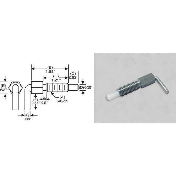 S & W Manufacturing L-Handle, Non Lck Nyl Nose, 5/8-11", 1-1/4" - NLN-6