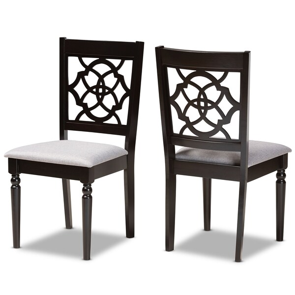 Baxton Studio Renaud Modern and Contemporary Grey Fabric and Dark Brown Finished Wood 2-Piece Dining Chair Set - 174-10536-ZORO