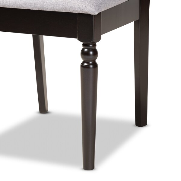 Baxton Studio Renaud Modern and Contemporary Grey Fabric and Dark Brown Finished Wood 2-Piece Dining Chair Set - 174-10536-ZORO