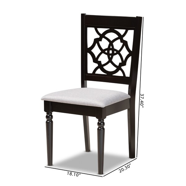 Baxton Studio Renaud Modern and Contemporary Grey Fabric and Dark Brown Finished Wood 2-Piece Dining Chair Set - 174-10536-ZORO
