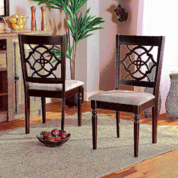 Baxton Studio Renaud Modern and Contemporary Grey Fabric and Dark Brown Finished Wood 2-Piece Dining Chair Set - 174-10536-ZORO
