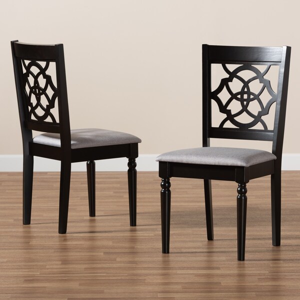 Baxton Studio Renaud Modern and Contemporary Grey Fabric and Dark Brown Finished Wood 2-Piece Dining Chair Set - 174-10536-ZORO