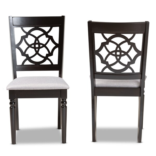 Baxton Studio Renaud Modern and Contemporary Grey Fabric and Dark Brown Finished Wood 2-Piece Dining Chair Set - 174-10536-ZORO