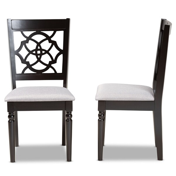 Baxton Studio Renaud Modern and Contemporary Grey Fabric and Dark Brown Finished Wood 2-Piece Dining Chair Set - 174-10536-ZORO