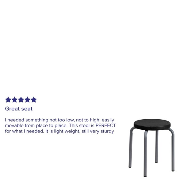 Flash Furniture Stackable Stool with Black Seat and Silver Powder Coated Frame - 5-YK01B-GG