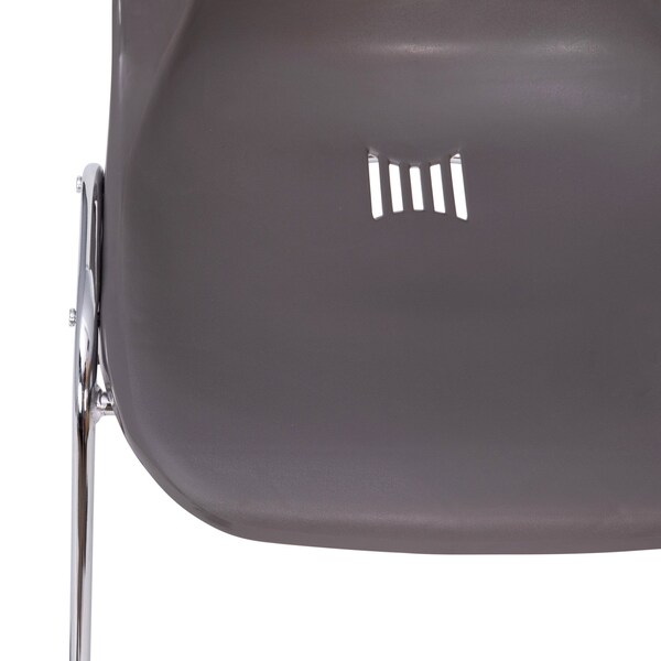 Flash Furniture 880 lb. Capacity Gray Stack Chair w/ Chrome Frame - RUT-18-GY-CHR-GG