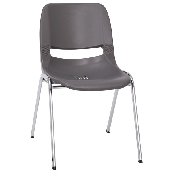 Flash Furniture 880 lb. Capacity Gray Stack Chair w/ Chrome Frame - RUT-18-GY-CHR-GG