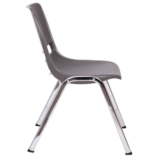 Flash Furniture 880 lb. Capacity Gray Stack Chair w/ Chrome Frame - RUT-18-GY-CHR-GG