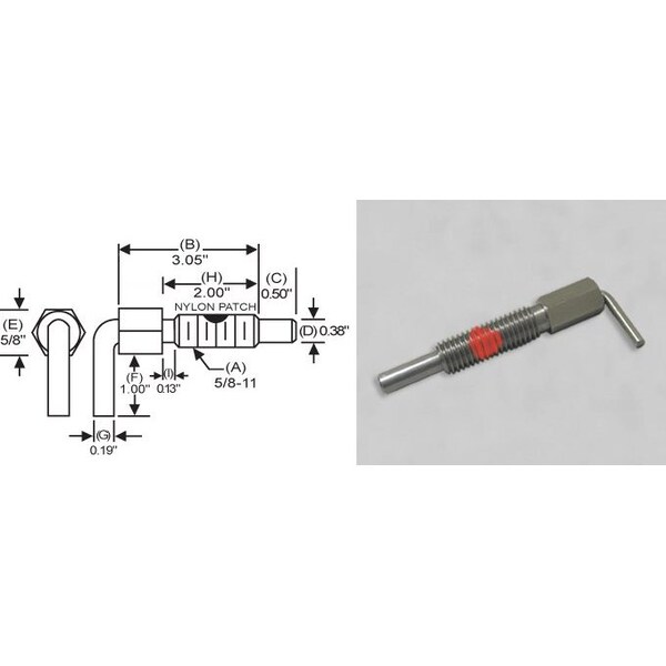 S & W Manufacturing L-Handle Lock, Nose P, 5/8-11", 2" - SLNW-7