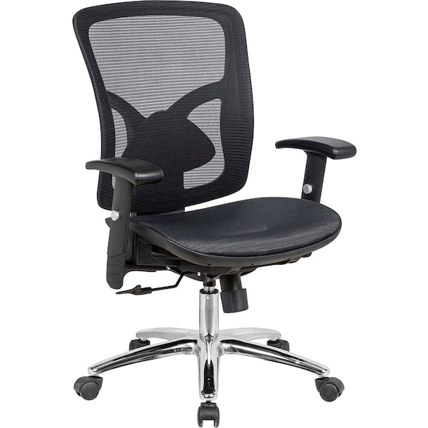 Interion By Global Industrial Interion Mesh Back Task Chair w/ Fabric Seat, Black w/ Chrome Frame - 695942BK