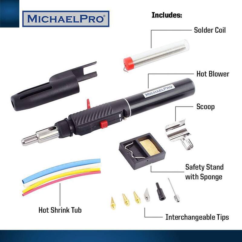 MICHAELPRO Cordless Butane Soldering Iron Kit - Self-Ignite - MP011002