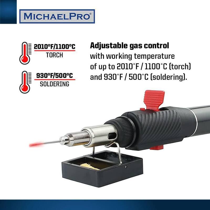 MICHAELPRO Cordless Butane Soldering Iron Kit - Self-Ignite - MP011002