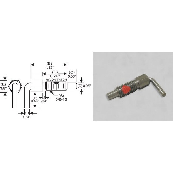 S & W Manufacturing L-Handle Lock, Nose P, 3/8-16", .75" - SLNW-2