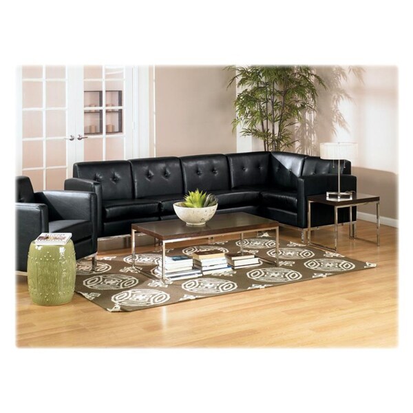 Office Star Collection: Wall Street Arm Chair, Black Seat, Black Back, 27" W 28-1/2" L 31" H, Leather Seat - WST51LF-B18