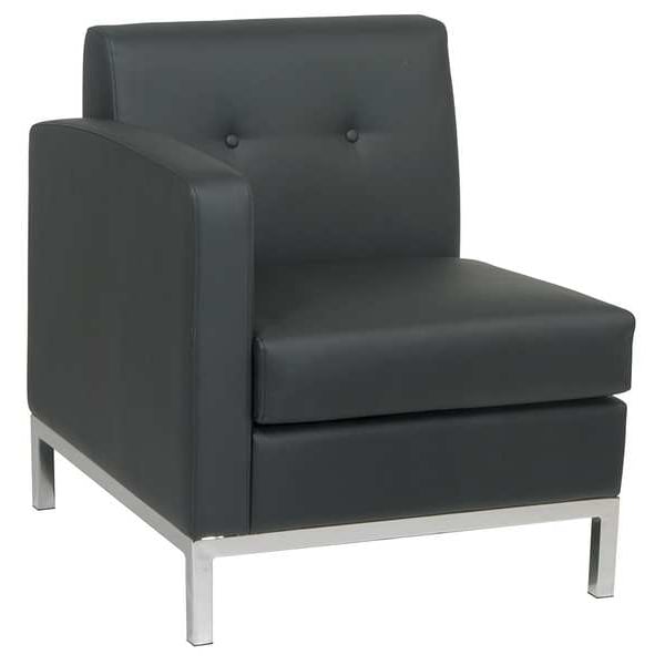Office Star Collection: Wall Street Arm Chair, Black Seat, Black Back, 27" W 28-1/2" L 31" H, Leather Seat - WST51LF-B18
