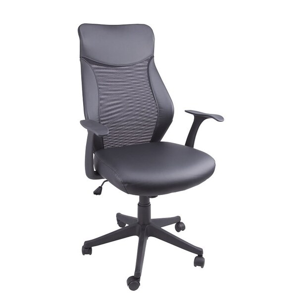 Simple Spaces Simple Spaces FY-1352-9 Office Chair, 250 lb Weight Capacity, Polyurethane Seat, Black Frame - FY-1352-9