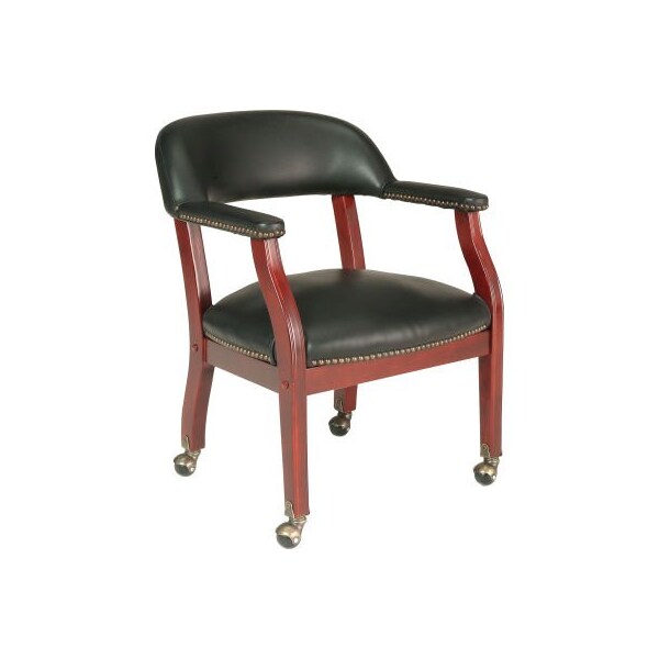 Boss Office Products Boss Conference Chair with Arms and Casters - Vinyl - Black - B9545-BK
