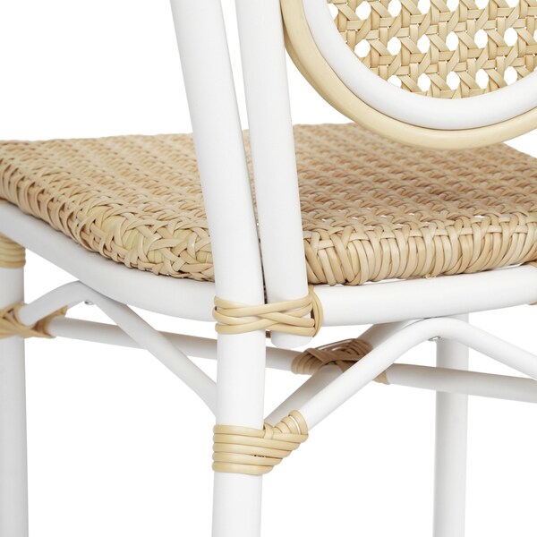 Flash Furniture Cannes Thonet French Bistro Stacking Chair, Natural PE Cane Rattan and White Aluminum Frame, 4PK - 4-SDA-AD642110-1-NAT-WH-GG
