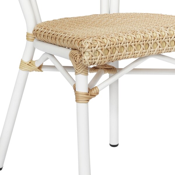 Flash Furniture Cannes Thonet French Bistro Stacking Chair, Natural PE Cane Rattan and White Aluminum Frame, 4PK - 4-SDA-AD642110-1-NAT-WH-GG