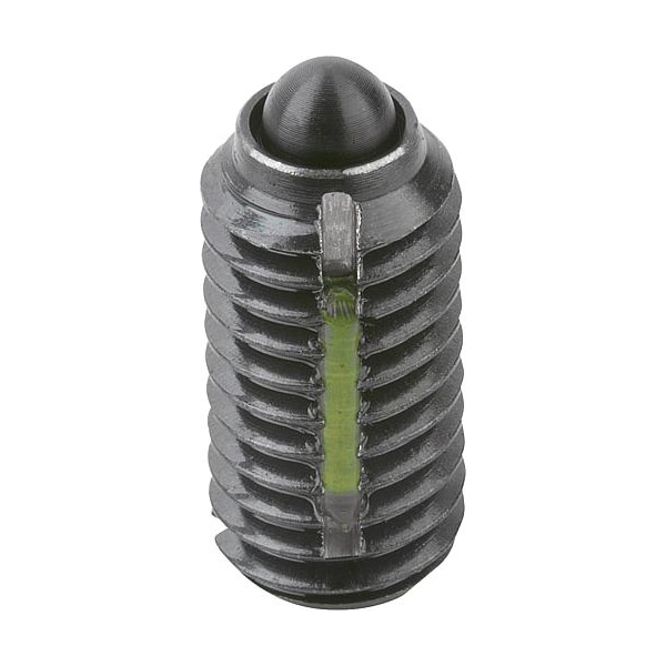 Kipp Spring Plunger Light Spring Force, Long-Lok D=M16 L=24, Steel, Comp: Pin Steel - K0323.116