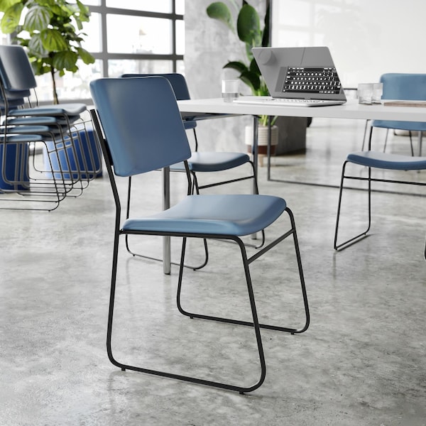 Flash Furniture HERCULES 500 lb. Capacity High Density Navy Vinyl Stacking Chair with Sled Base - XU-8700-NVY-B-VYL-30-GG
