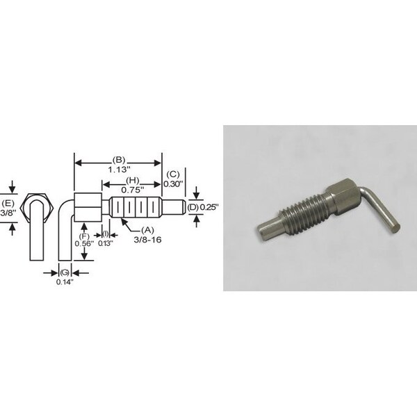 S & W Manufacturing L-Handle, Non Lock Nose P, 3/8-16", .75" - LNS-2