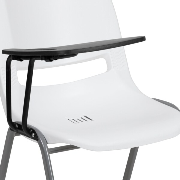 Flash Furniture White Tablet Arm Chair, PK5 - 5-RUT-EO1-WH-RTAB-GG