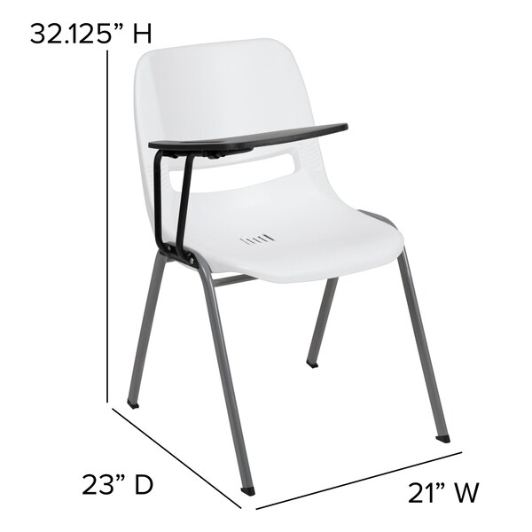 Flash Furniture White Tablet Arm Chair, PK5 - 5-RUT-EO1-WH-RTAB-GG