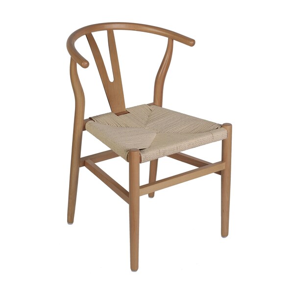 Flash Furniture Logan Wishbone Style Wood and Kraft Paper Stackable Dining Chair with Oak/Natural Finish - ZH-8101YS-OAK-NAT-GG
