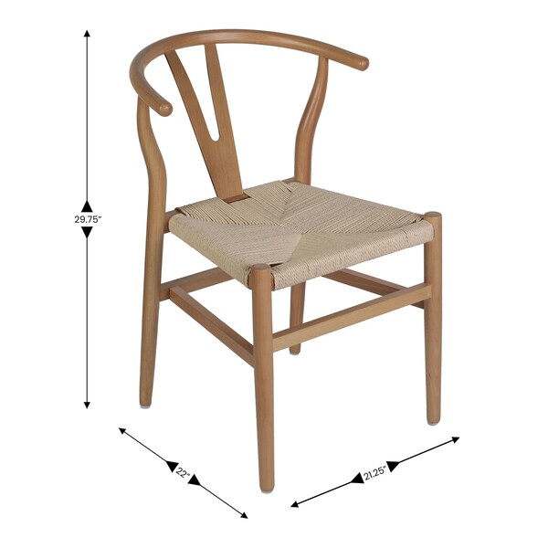 Flash Furniture Logan Wishbone Style Wood and Kraft Paper Stackable Dining Chair with Oak/Natural Finish - ZH-8101YS-OAK-NAT-GG