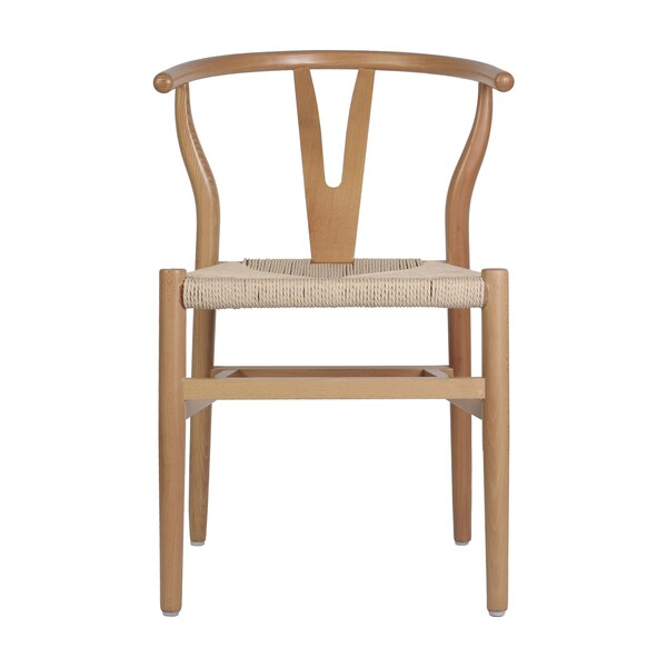 Flash Furniture Logan Wishbone Style Wood and Kraft Paper Stackable Dining Chair with Oak/Natural Finish - ZH-8101YS-OAK-NAT-GG