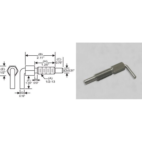 S & W Manufacturing L-Handle, Non Lock Nose P, 1/2-13", 1.25" - LNS-5