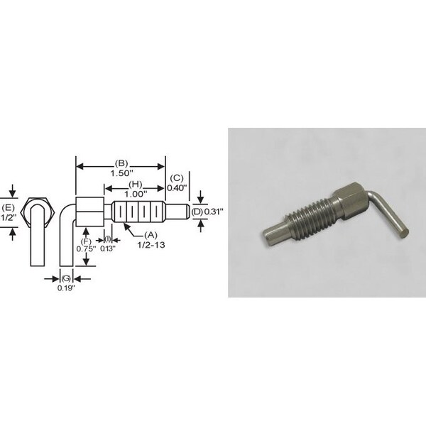 S & W Manufacturing L-Handle, Non Lock Nose w/O P, 1/2-13", 1" - LNS-4