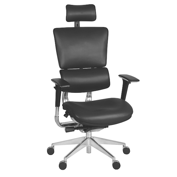 Regency Omega Ergonomic Leather Executive Office Chair with Headrest/Adjustable Lumbar Support, Black - OMG004BK