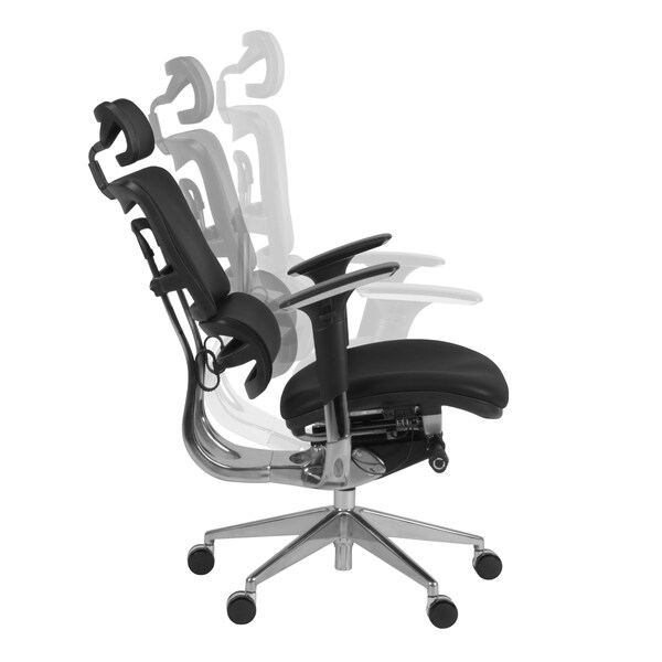 Regency Omega Ergonomic Leather Executive Office Chair with Headrest/Adjustable Lumbar Support, Black - OMG004BK