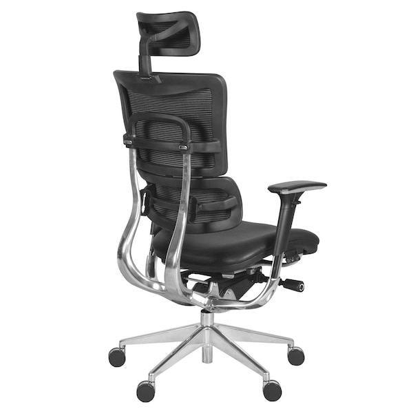 Regency Omega Ergonomic Leather Executive Office Chair with Headrest/Adjustable Lumbar Support, Black - OMG004BK