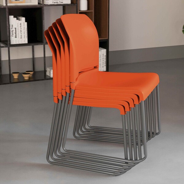 Flash Furniture Org Plastic Sled Stack Chair - 5-RUT-238A-OR-GG