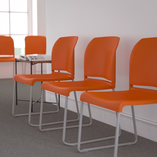 Flash Furniture Org Plastic Sled Stack Chair - 5-RUT-238A-OR-GG