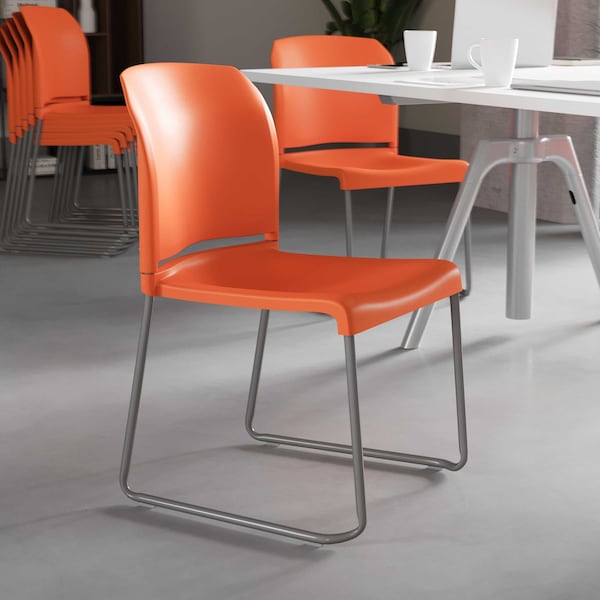 Flash Furniture Org Plastic Sled Stack Chair - 5-RUT-238A-OR-GG