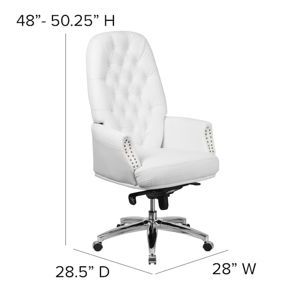 Flash Furniture Executive Chair Fixed Arms, 21" to 23-1/4" Height, Foam, White - BT-90269H-WH-GG