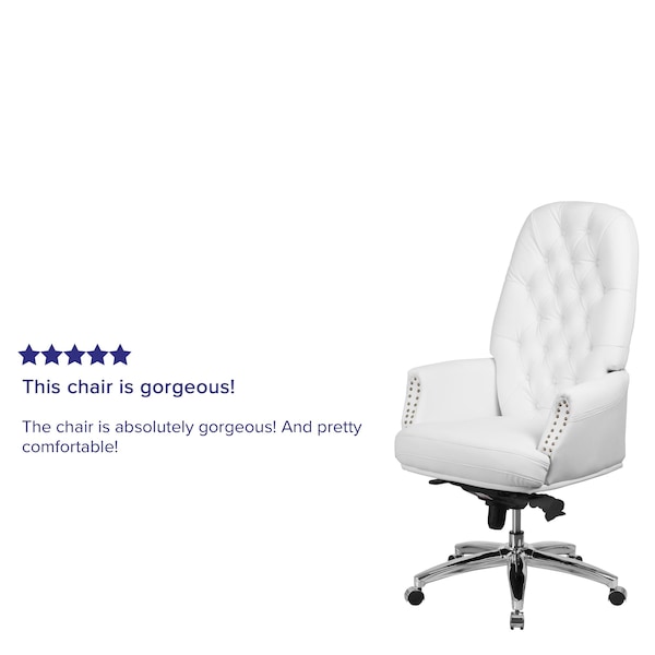Flash Furniture Executive Chair Fixed Arms, 21" to 23-1/4" Height, Foam, White - BT-90269H-WH-GG