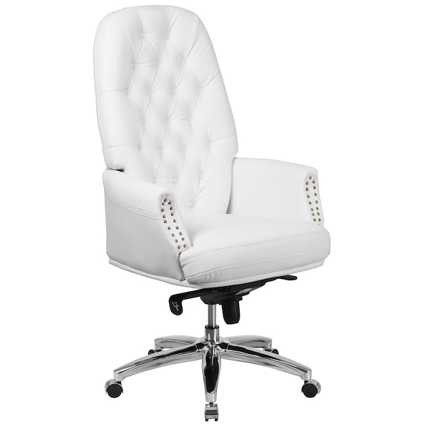 Flash Furniture Executive Chair Fixed Arms, 21" to 23-1/4" Height, Foam, White - BT-90269H-WH-GG