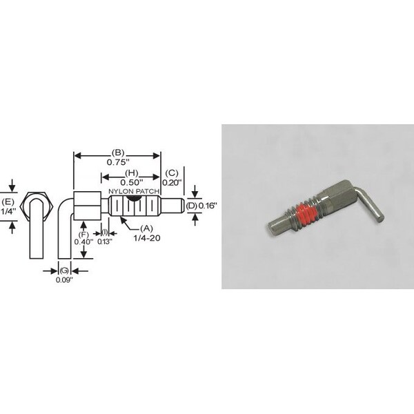 S & W Manufacturing L-Handle Lock, Nose P, 1/4-20", .5" - SLNW-0