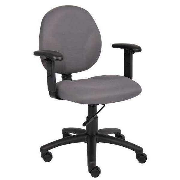 Zoro Select Fabric Desk Chair, 18" to 20", Adjustable Arms, Gray - 6GNL9