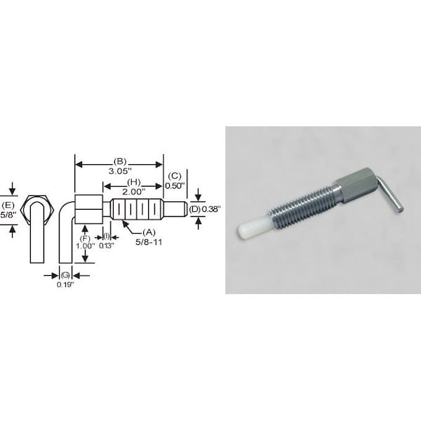 S & W Manufacturing L-Handle, Non Lck Nylon No.5/8-11", 2" - NLN-7