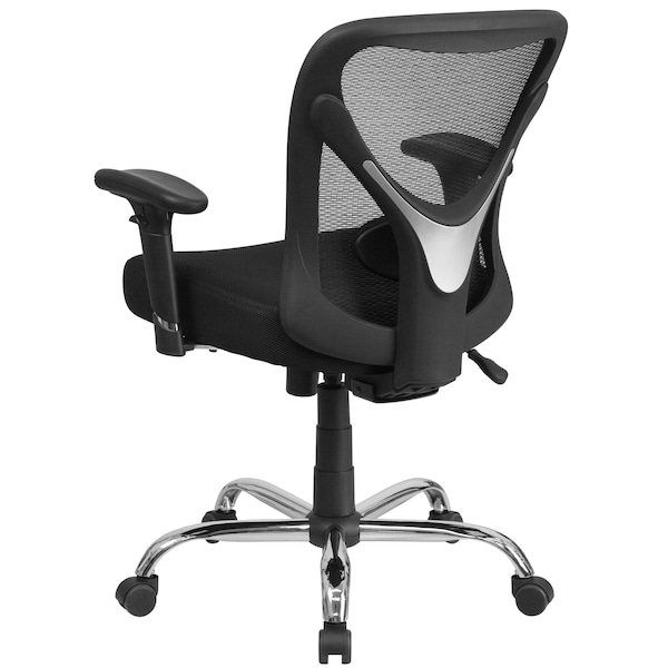 Flash Furniture Contemporary Office Chair, Black Seat, Black Back, 29 in W 26" L 42-1/4" H, Adjustable Padded - GO-2032-GG