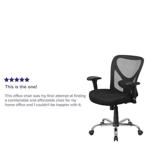Flash Furniture Contemporary Office Chair, Black Seat, Black Back, 29 in W 26" L 42-1/4" H, Adjustable Padded - GO-2032-GG
