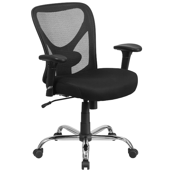 Flash Furniture Contemporary Office Chair, Black Seat, Black Back, 29 in W 26" L 42-1/4" H, Adjustable Padded - GO-2032-GG