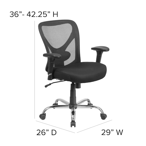Flash Furniture Contemporary Office Chair, Black Seat, Black Back, 29 in W 26" L 42-1/4" H, Adjustable Padded - GO-2032-GG