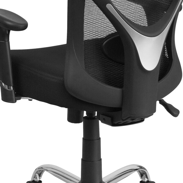 Flash Furniture Contemporary Office Chair, Black Seat, Black Back, 29 in W 26" L 42-1/4" H, Adjustable Padded - GO-2032-GG